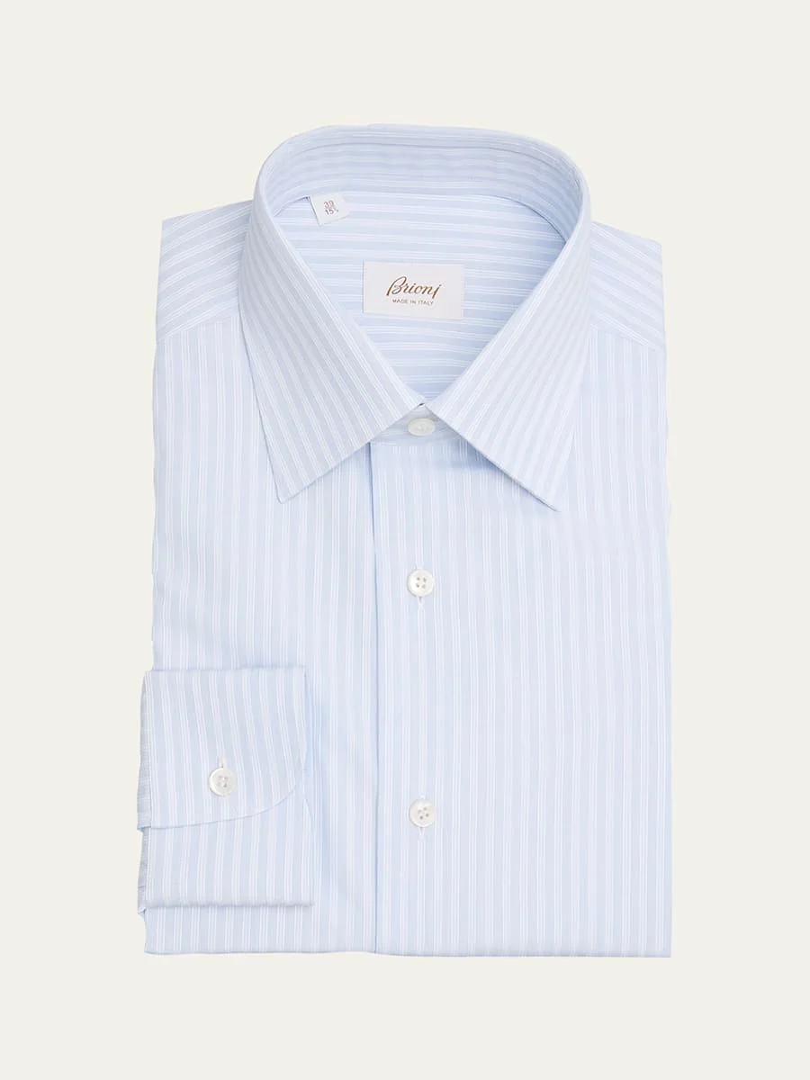 Men's Cotton Multi-Stripe Point-Collar Dress Shirt - 1