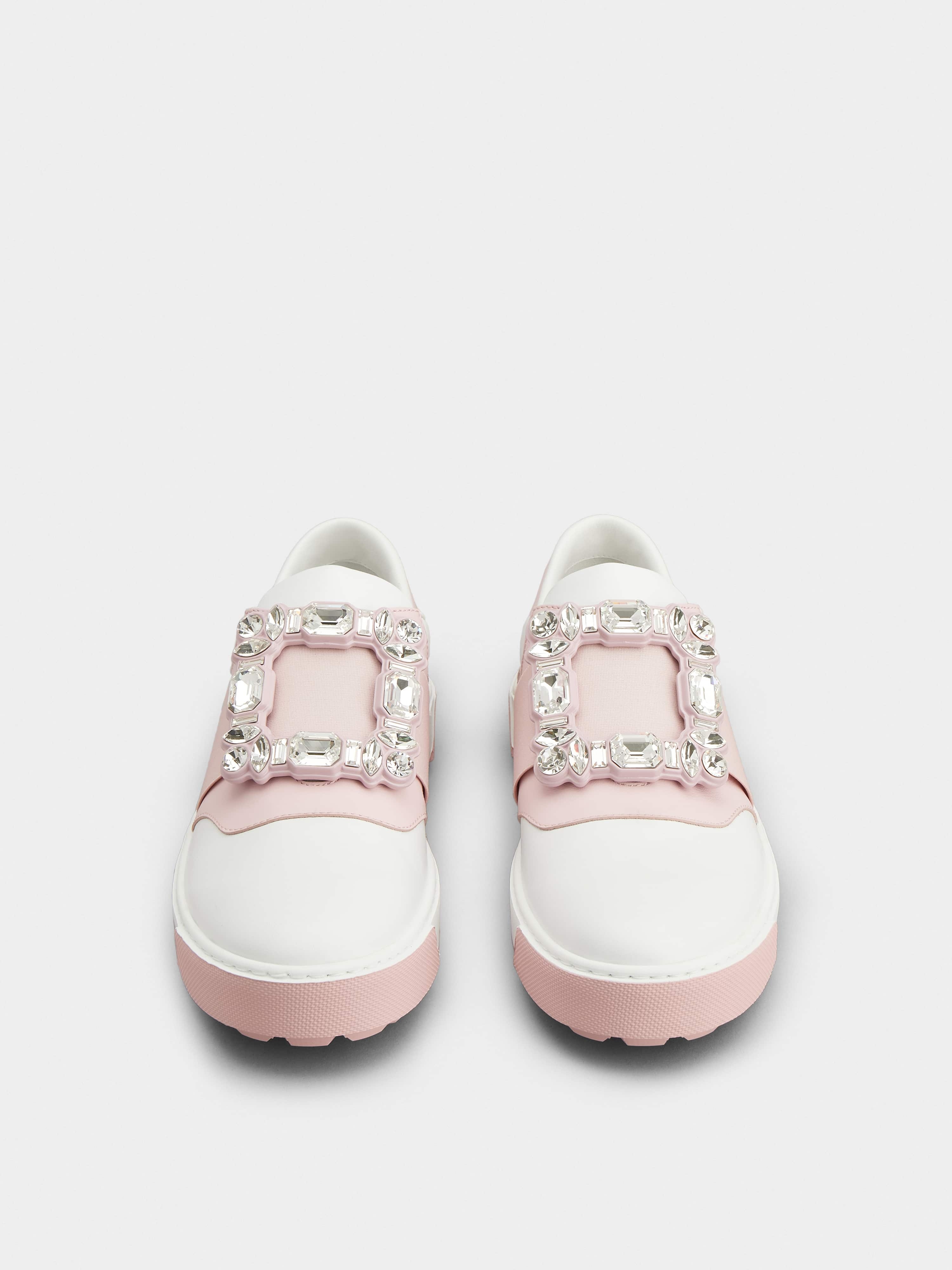 Roger Vivier Very Vivier Strass Buckle Sneakers in Leather