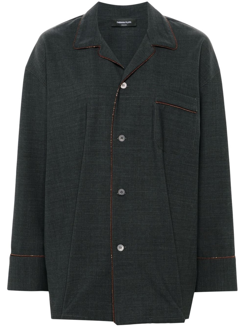 bead-trim oversized shirt 1