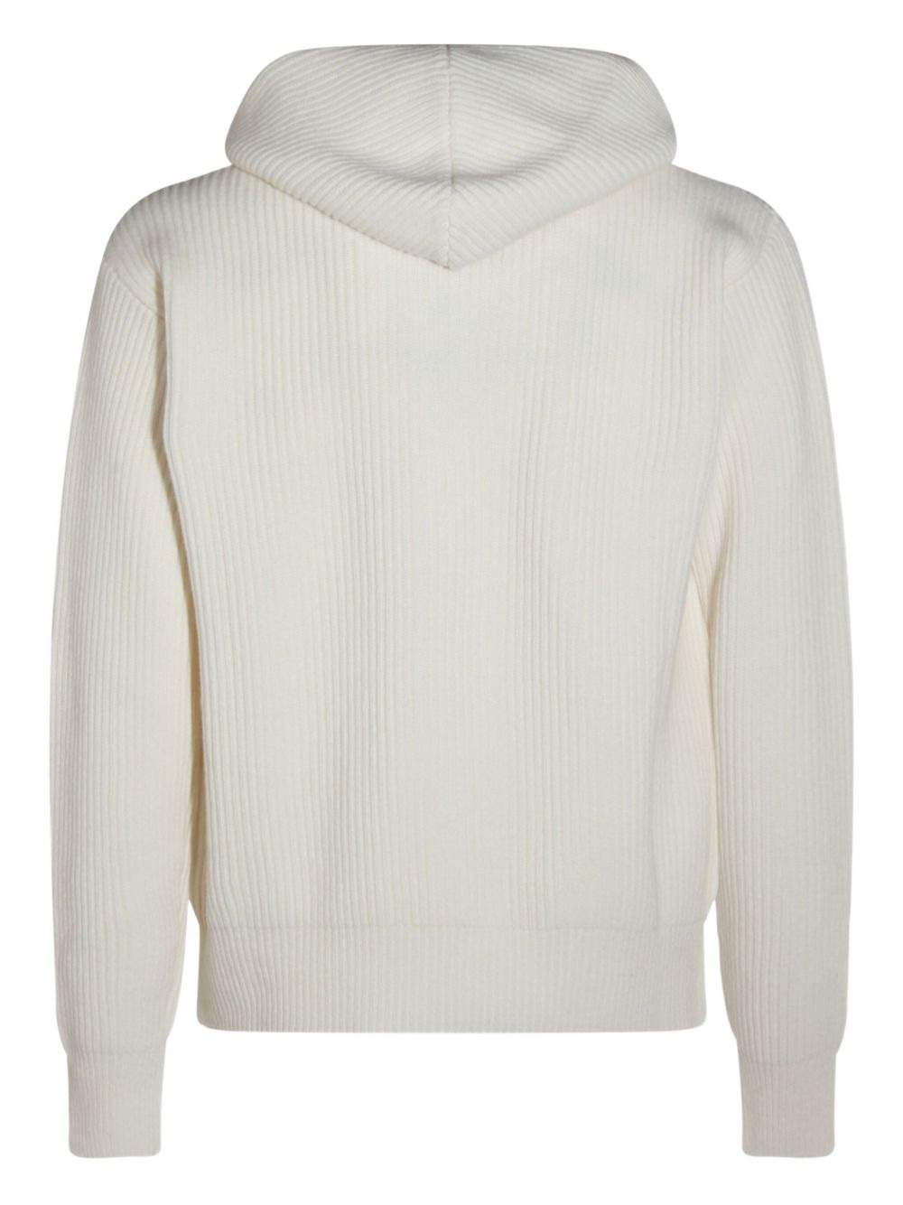 ribbed zip-up knitted hoodie - 2