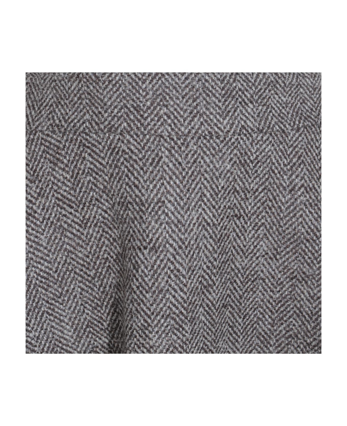 Brown Wool Mini Skirt - 3