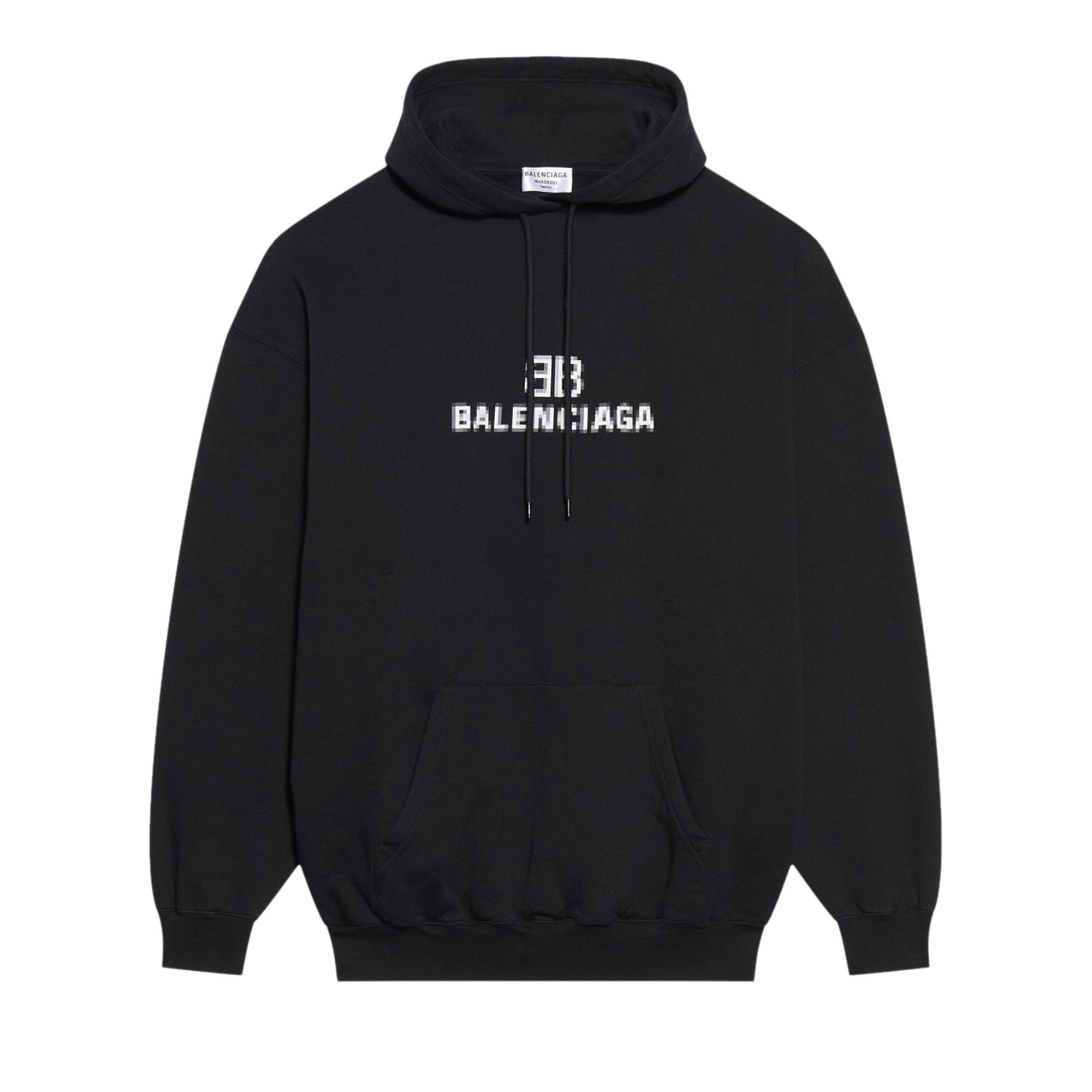 Balenciaga BB Pixel Medium Fit Hoodie 'Black/White' - 1