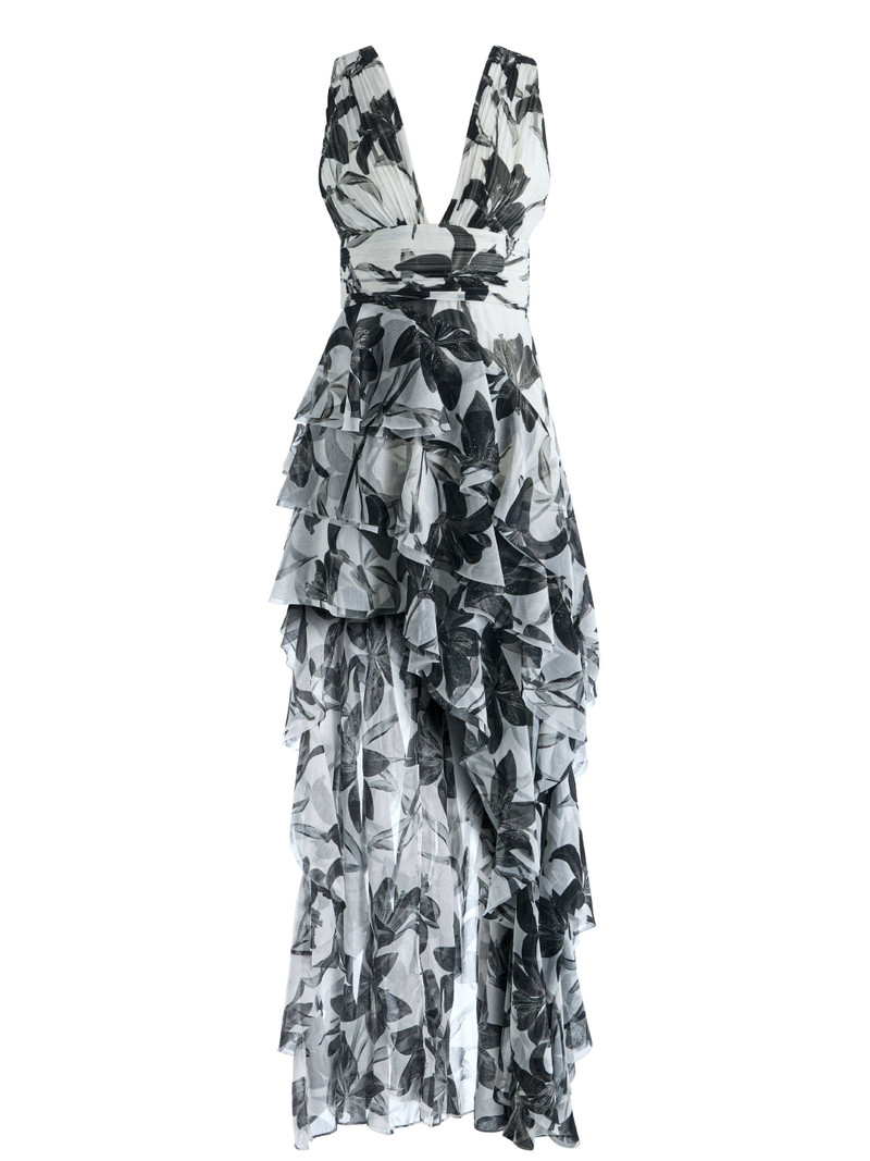 HOLLY LOW NECK ASYMMETRIC RUFFLED MAXI DRESS 1