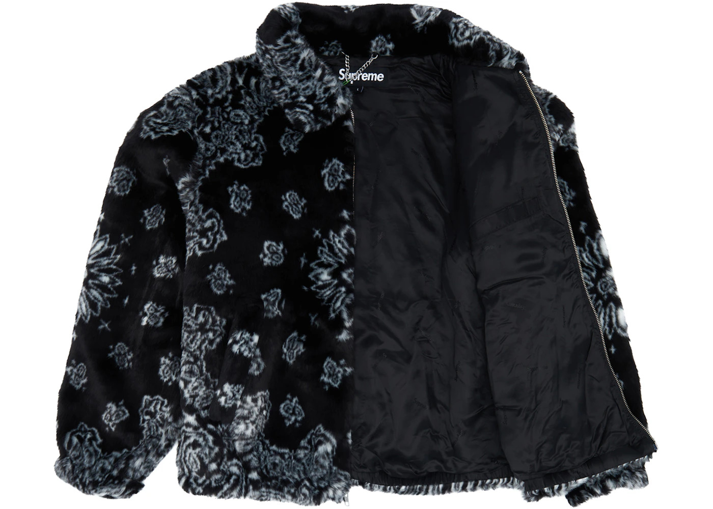 Supreme Bandana Faux Fur Bomber Jacket Black - 2