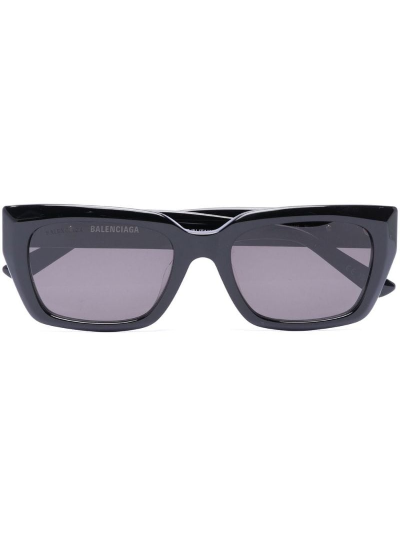 logo-lettering square-frame sunglasses - 1