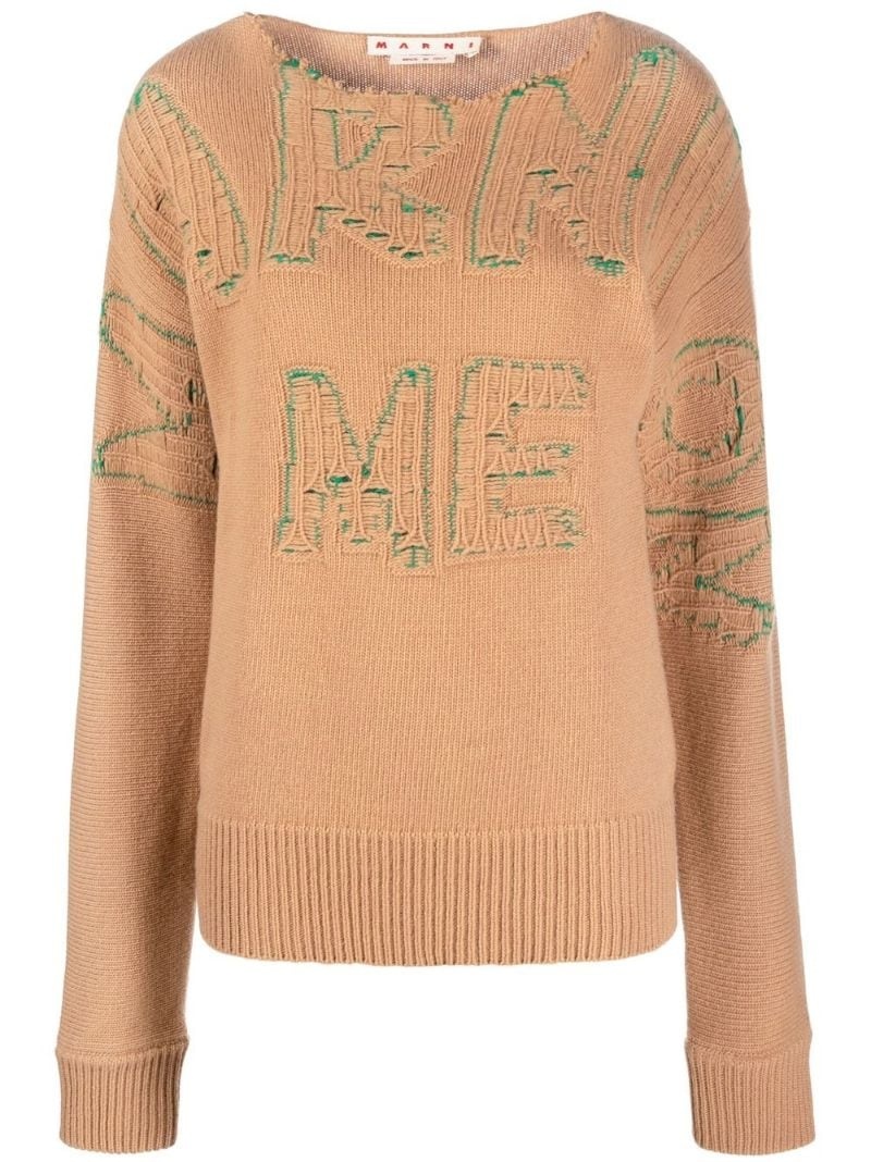 logo-embroidered knitted jumper - 1