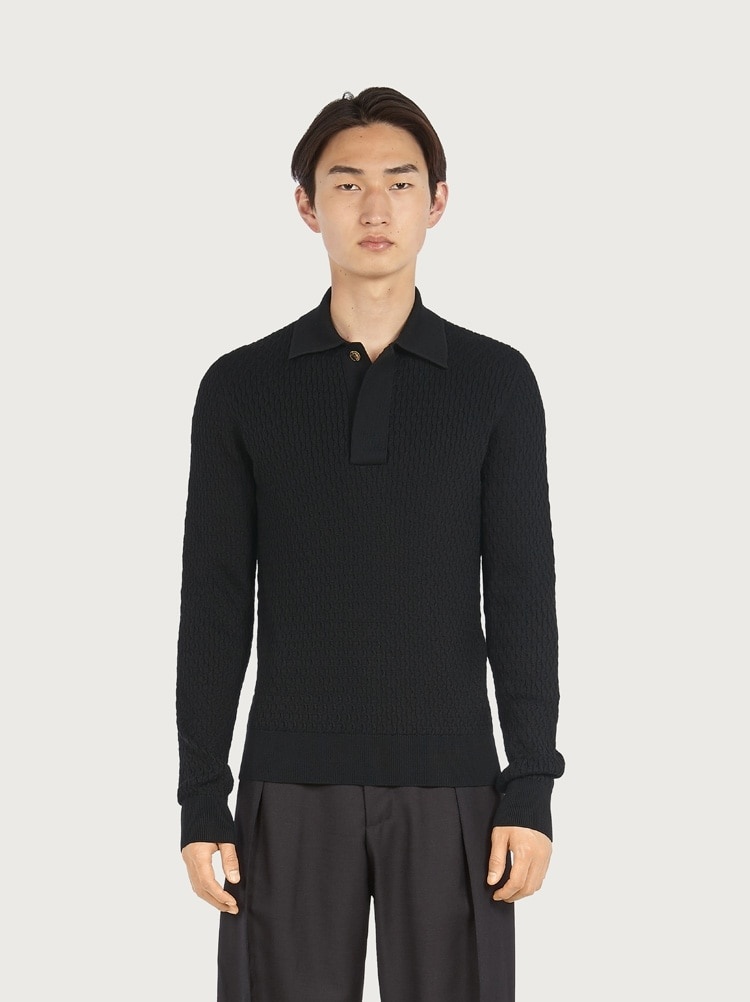 LONG SLEEVED JACQUARD POLO - 2