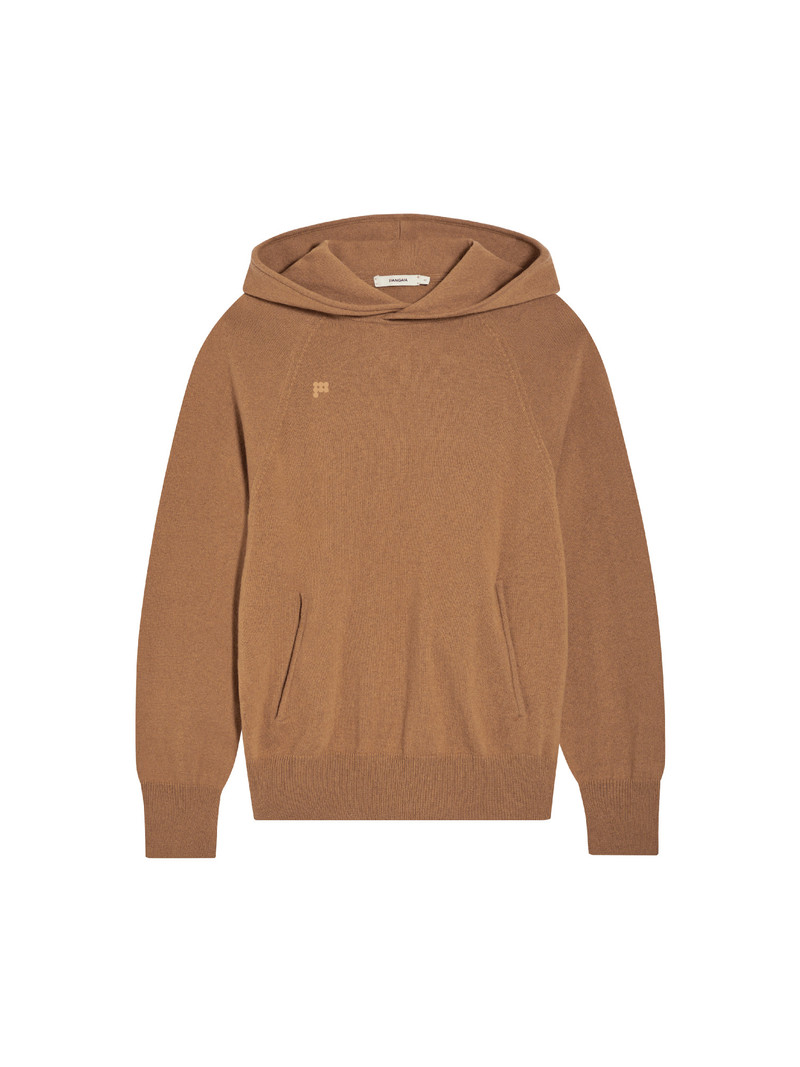 Womens Recycled Cashmere Hoodie - Camel 1