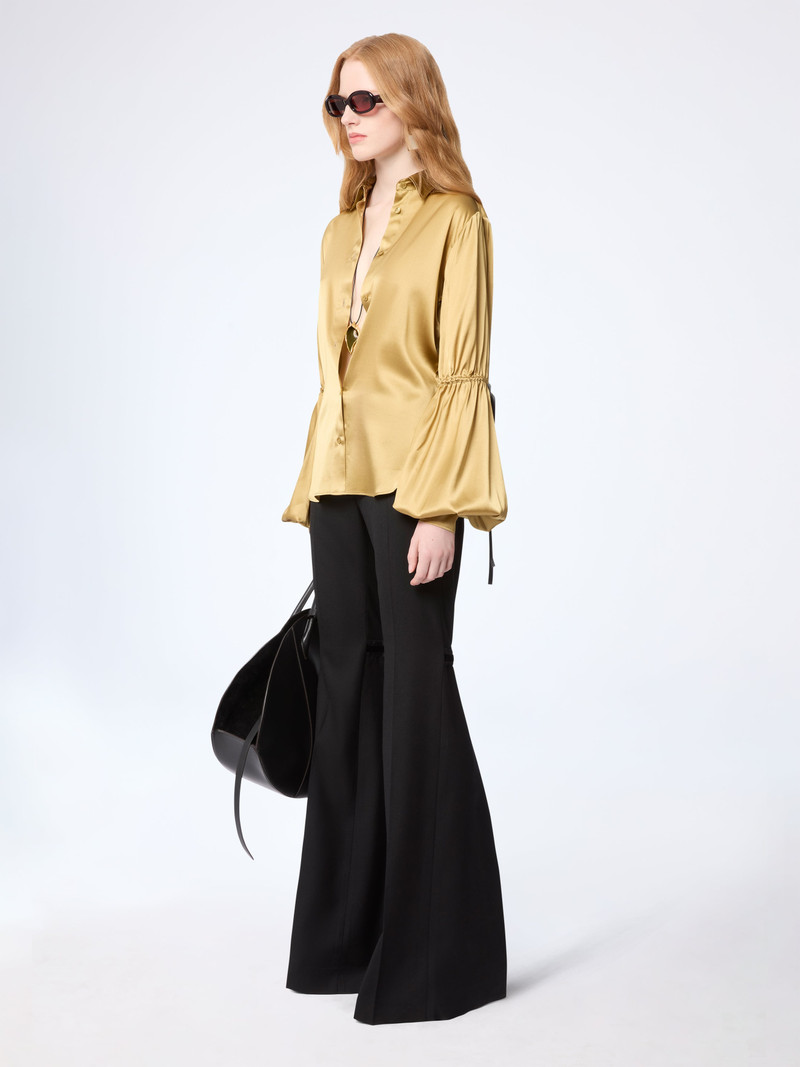 NINA RICCI Gold Silk Satin Shirt With Bow Details outlook