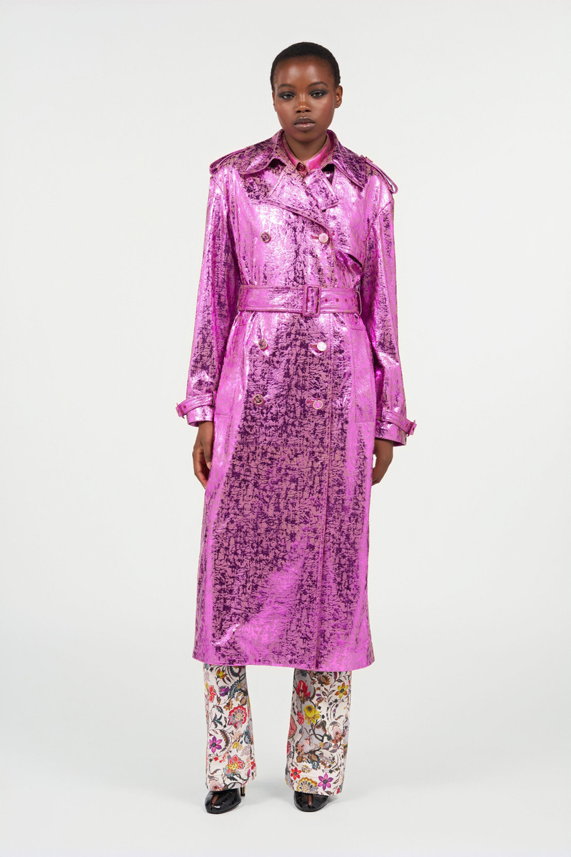 Laminated Metallic-Effect Trench Coat 3
