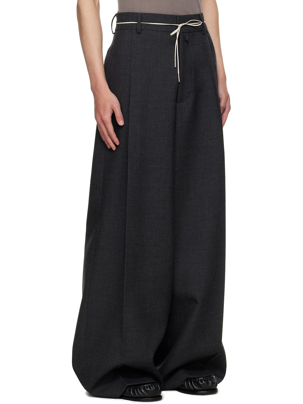 Gray Wide Pleated Trousers - 2