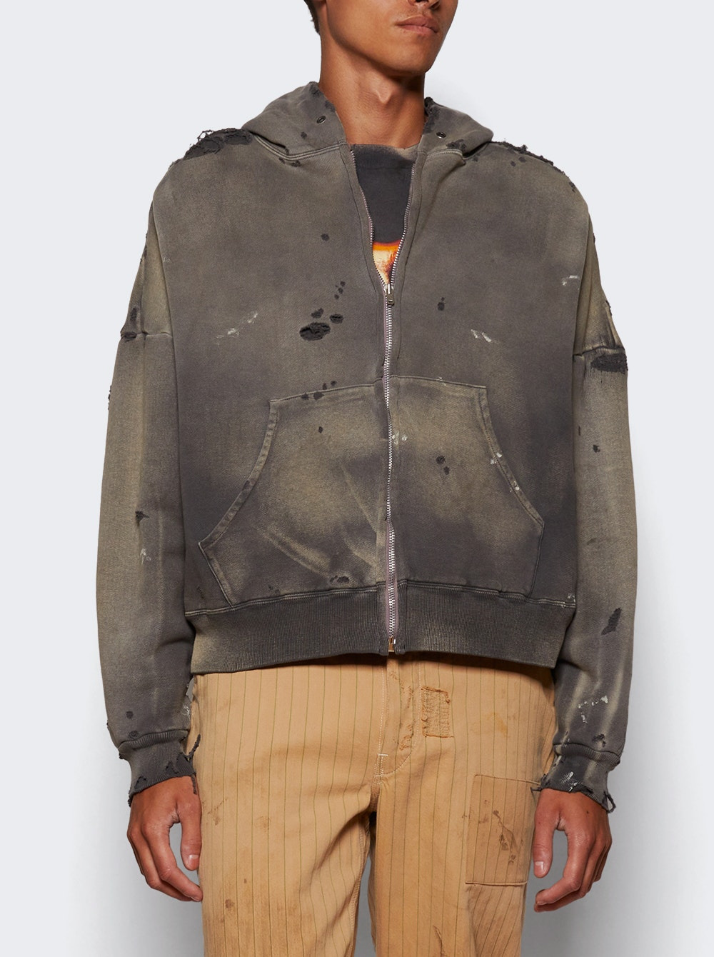 Double Face Zip Up Hoodie Black - 2