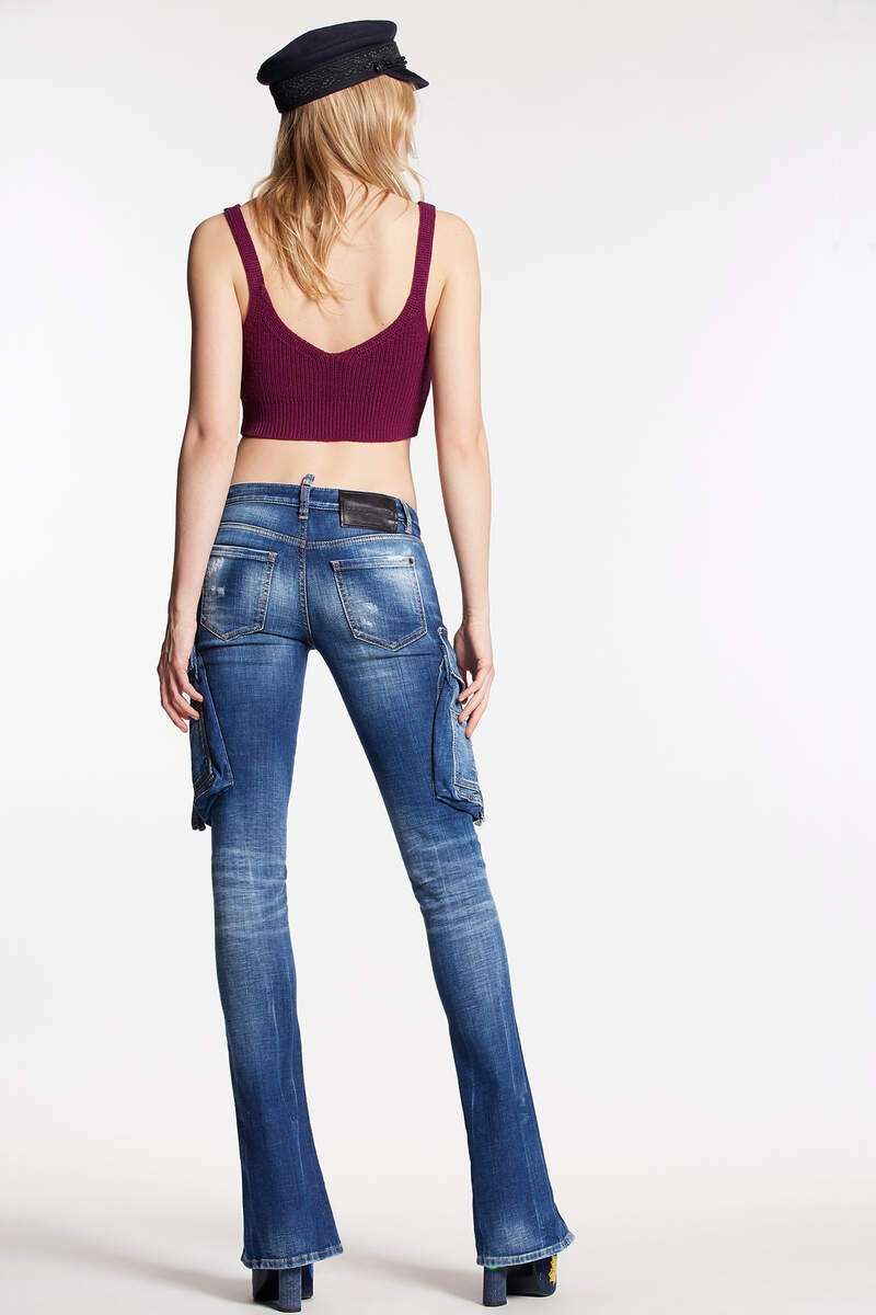 DSQUARED2 MEDIUM CLEAN VINTAGE WASH TRUMPET CARGO JEANS outlook