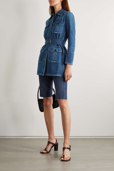 SAINT LAURENT Belted denim mini dress outlook