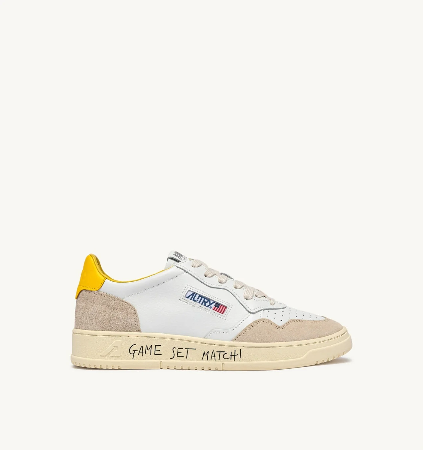 MEDALIST LOW SNEAKERS IN WHITE LEATHER AND SLICKER SUEDE - 1