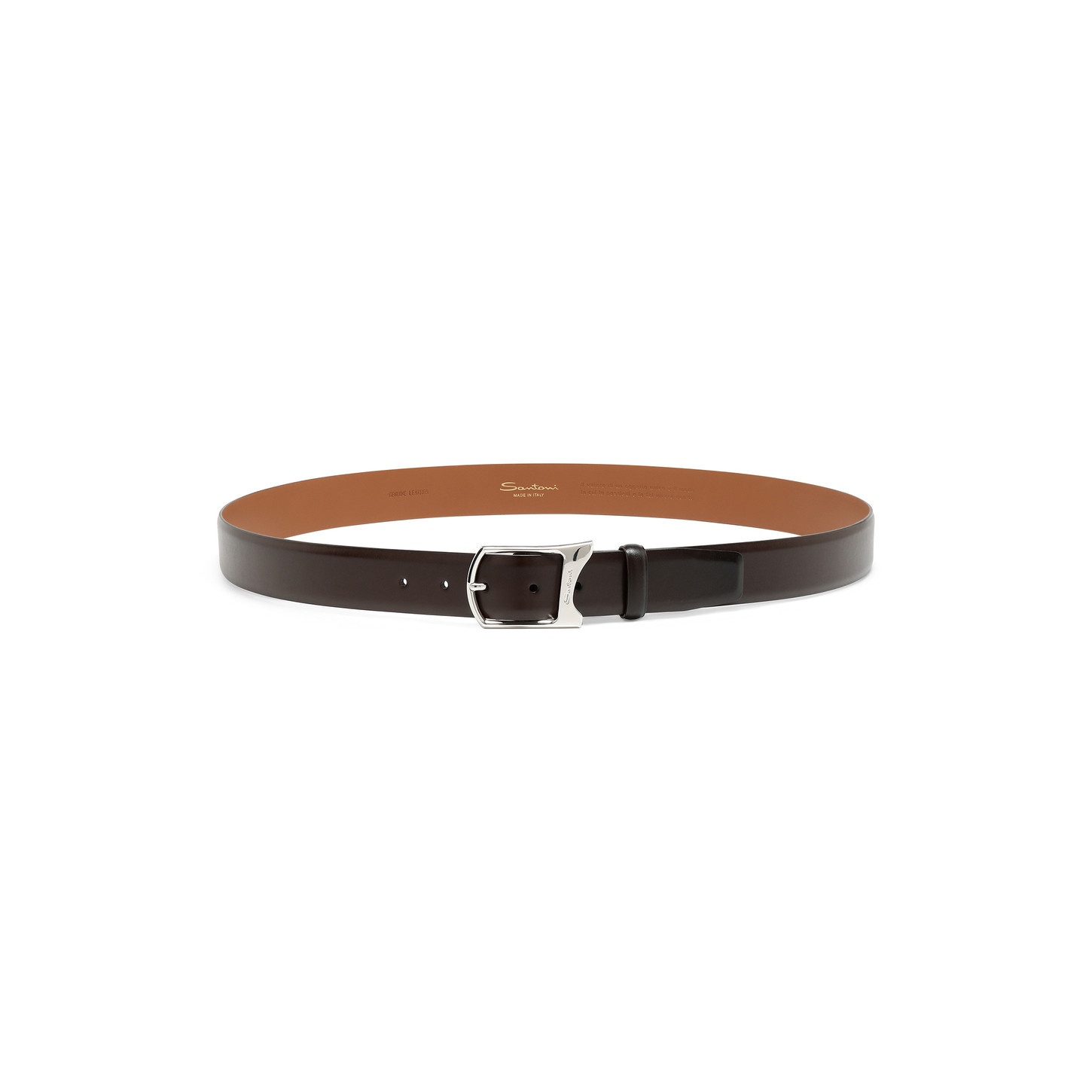 Men's dark brown leather adjustable belt - 3