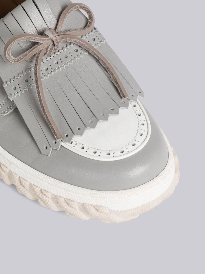 Thom Browne VITELLO CALF LEATHER CABLE KNIT SOLE KILTED BOAT SHOE outlook