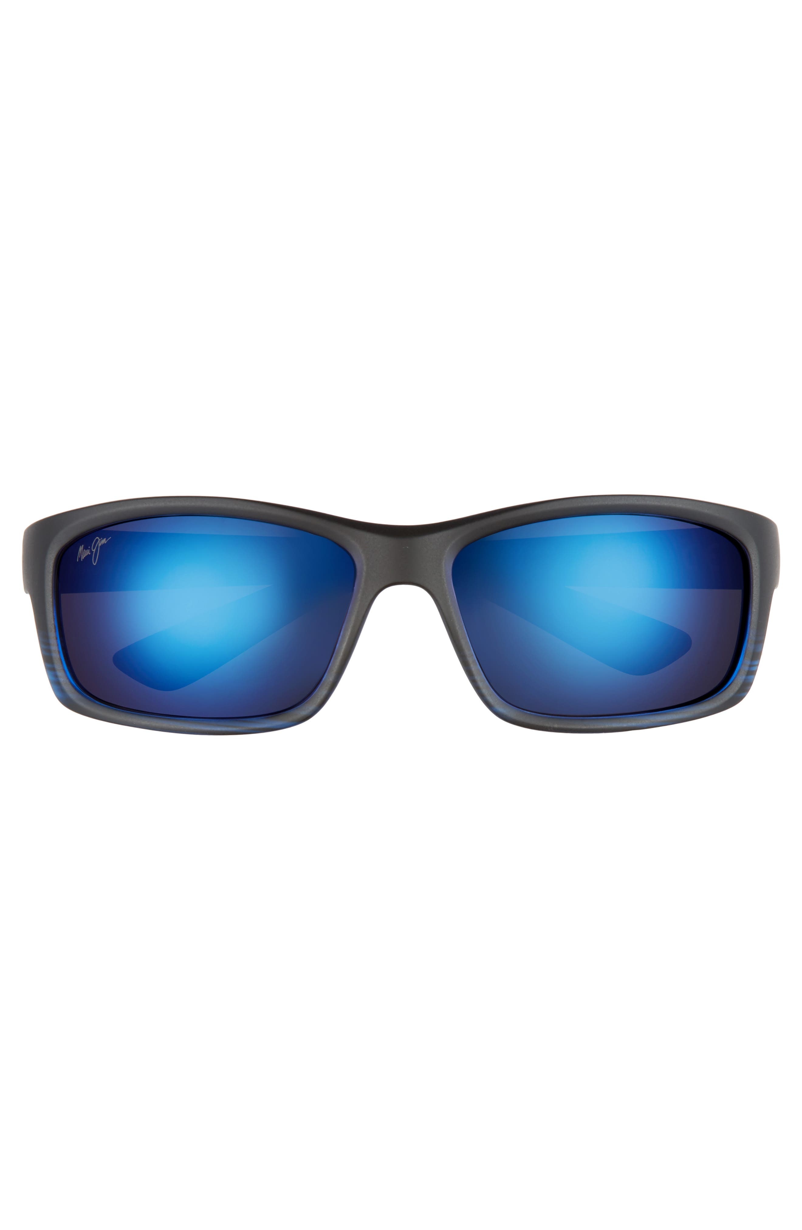 Maui Jim Kanaio Coast 61mm PolarizedPlus2® Rectangular Sunglasses in Matte/Blue/black Stripe at Nord - 4