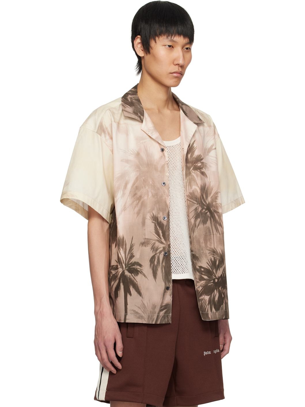 Beige Sunset Palms Bowling Shirt - 2