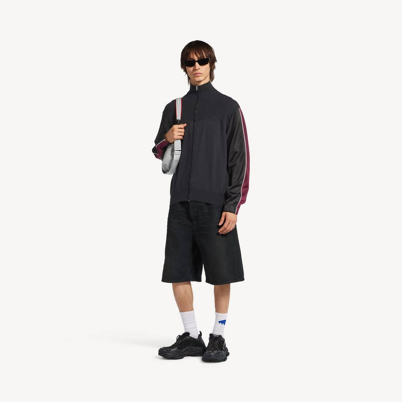 BALENCIAGA Men's Hybrid Zip-up Sweater in Dark Grey outlook