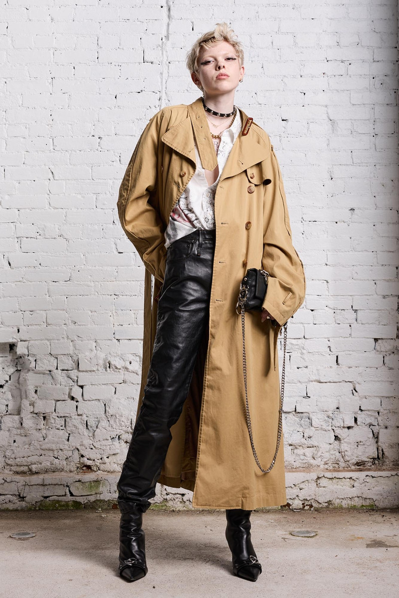 R13 OVERSIZED DECONSTRUCTED TRENCH COAT - KHAKI outlook