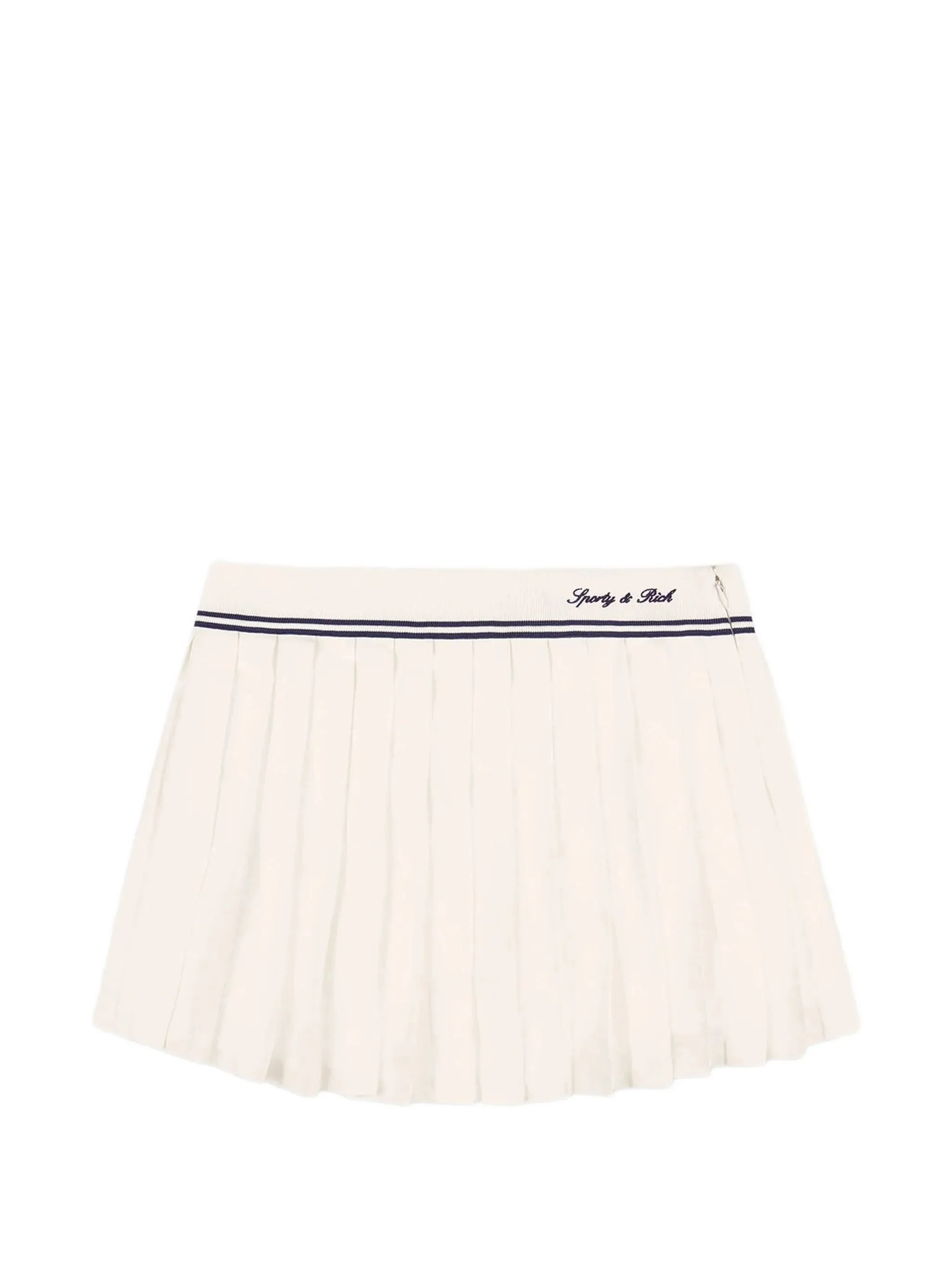 Sporty & Rich Serif Pleated Logo-embroidered Mini Skirt - 1