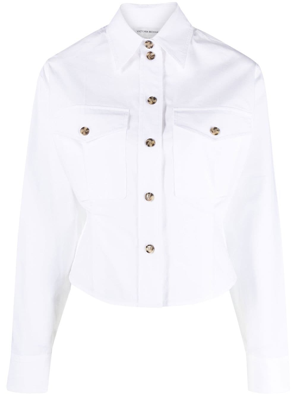 cropped cotton shirt - 1