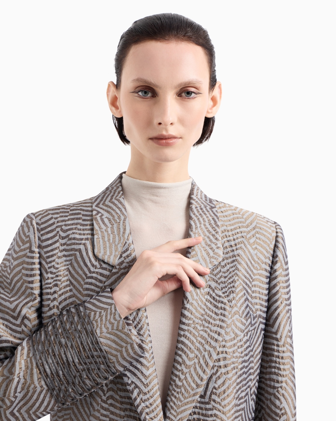 【関税&送料込】Giorgio Armani Viscose And Cupro With Silk L Emporio Armani women's stretch silk shirt 8n2c392nxxz Pearl