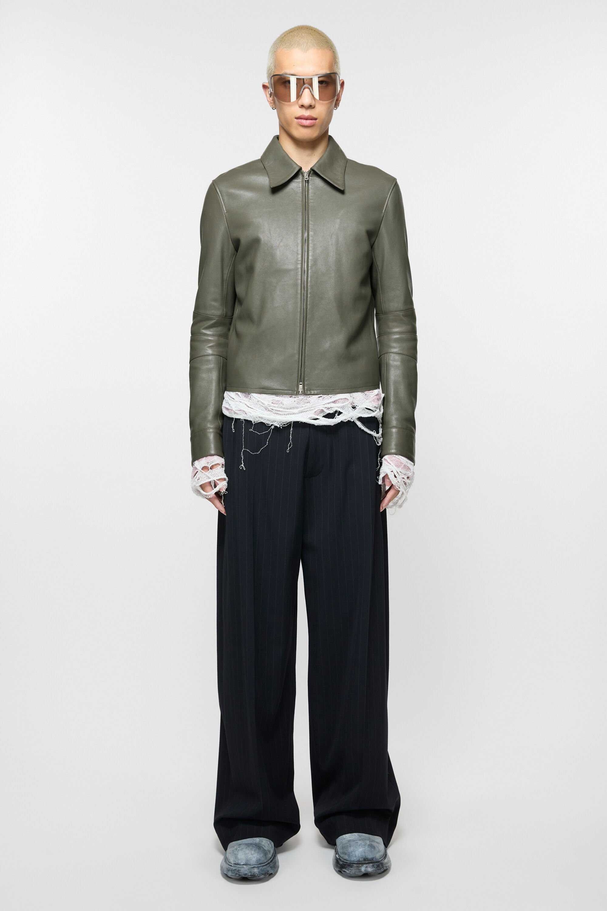 Leather jacket - Dusty green - 2