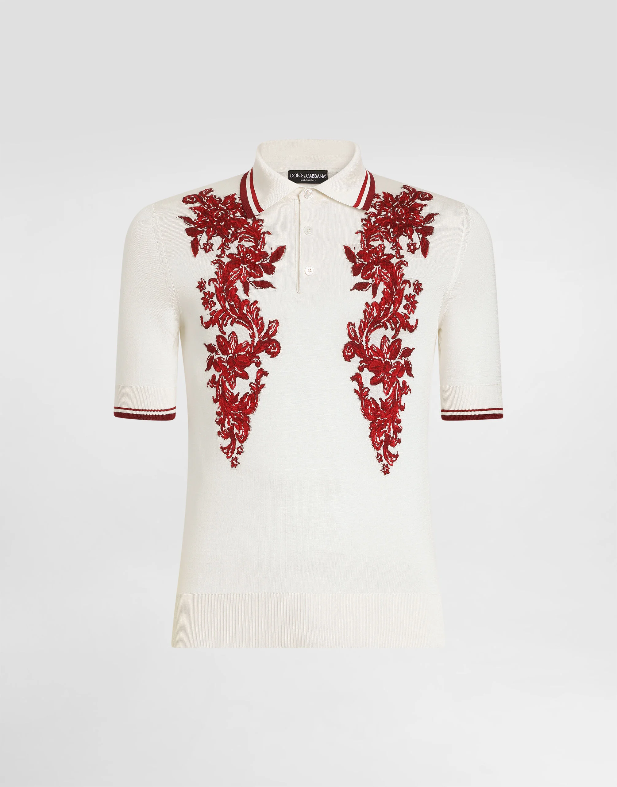 Silk polo shirt with intarsia - 1