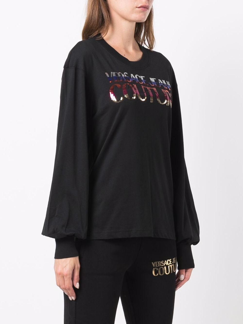 sequined logo long-sleeve T-shirt - 3