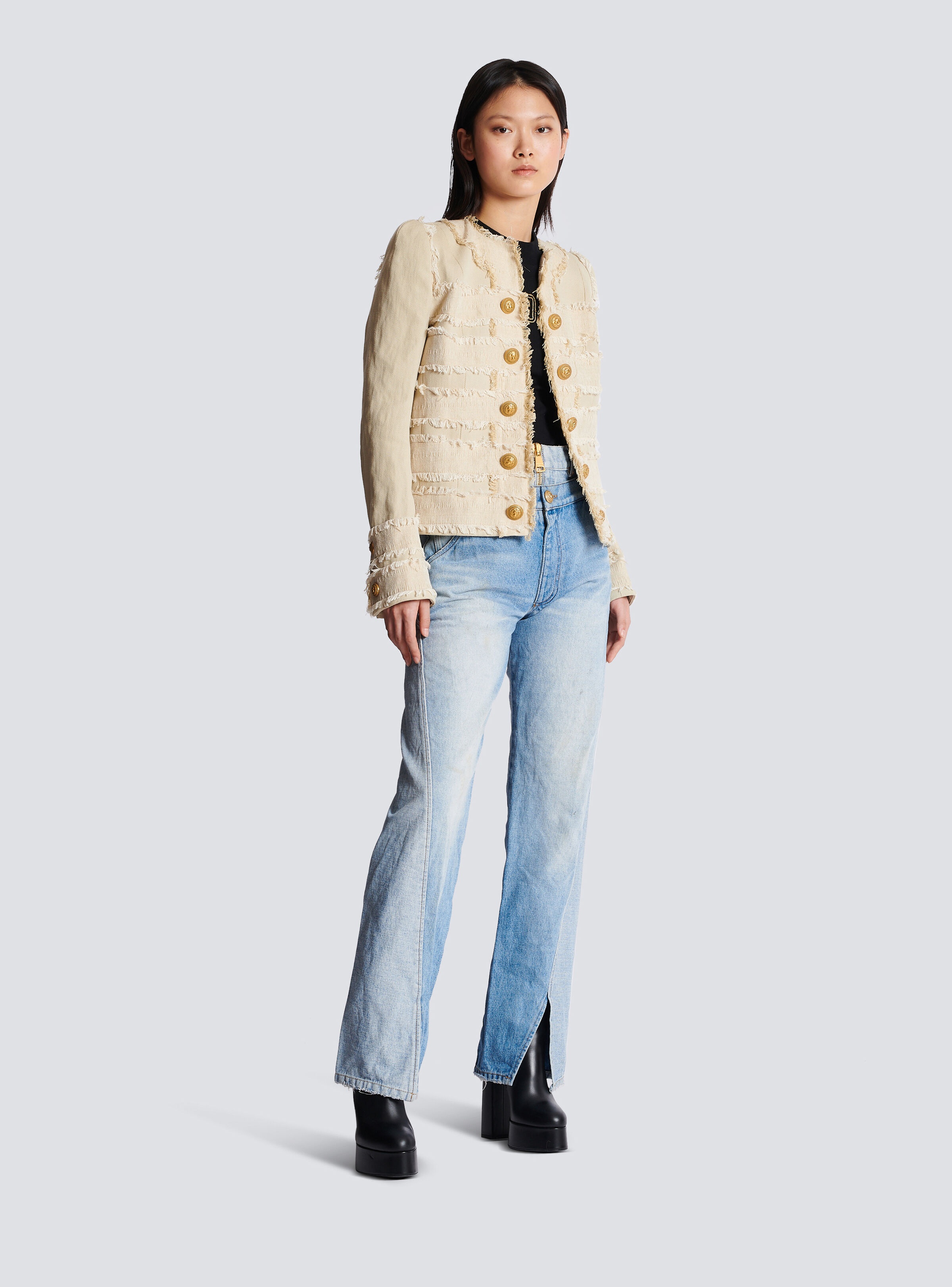 Fringed tweed jacket - 3