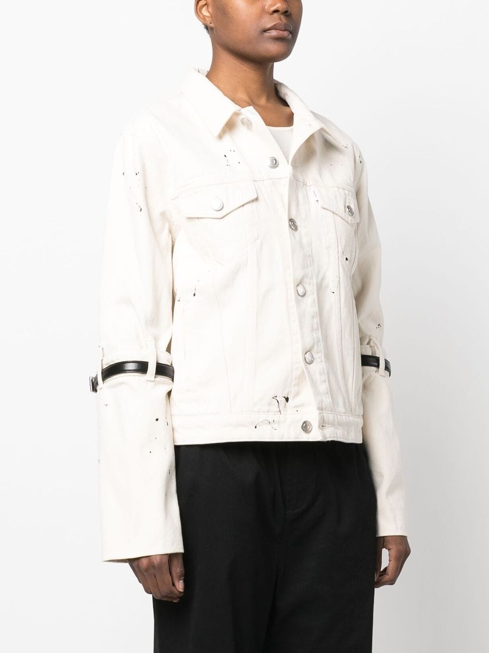 buckle strap-embellished denim jacket - 3