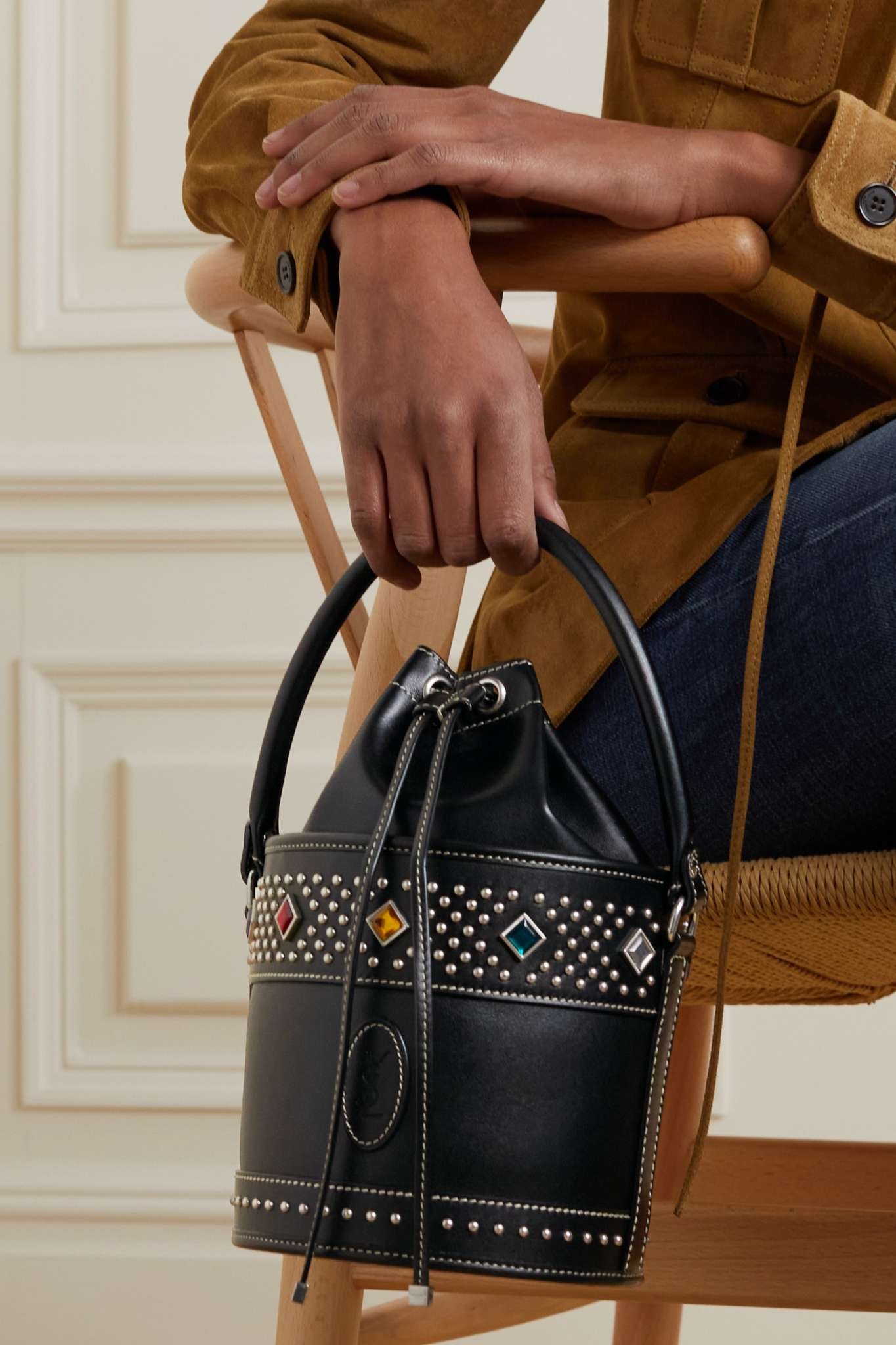 Bahia studded leather bucket bag - 2