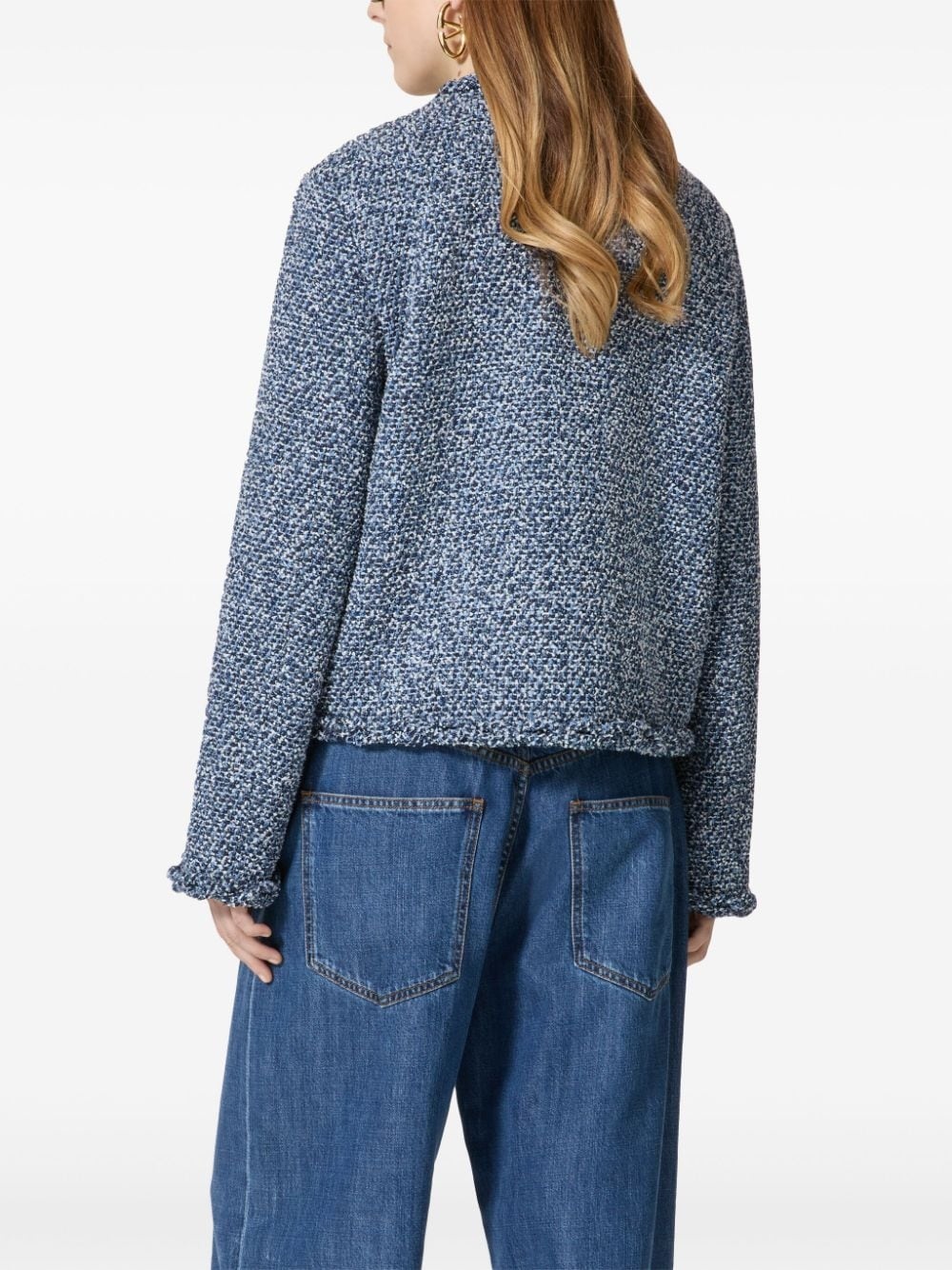 round-neck tweed jacket - 4