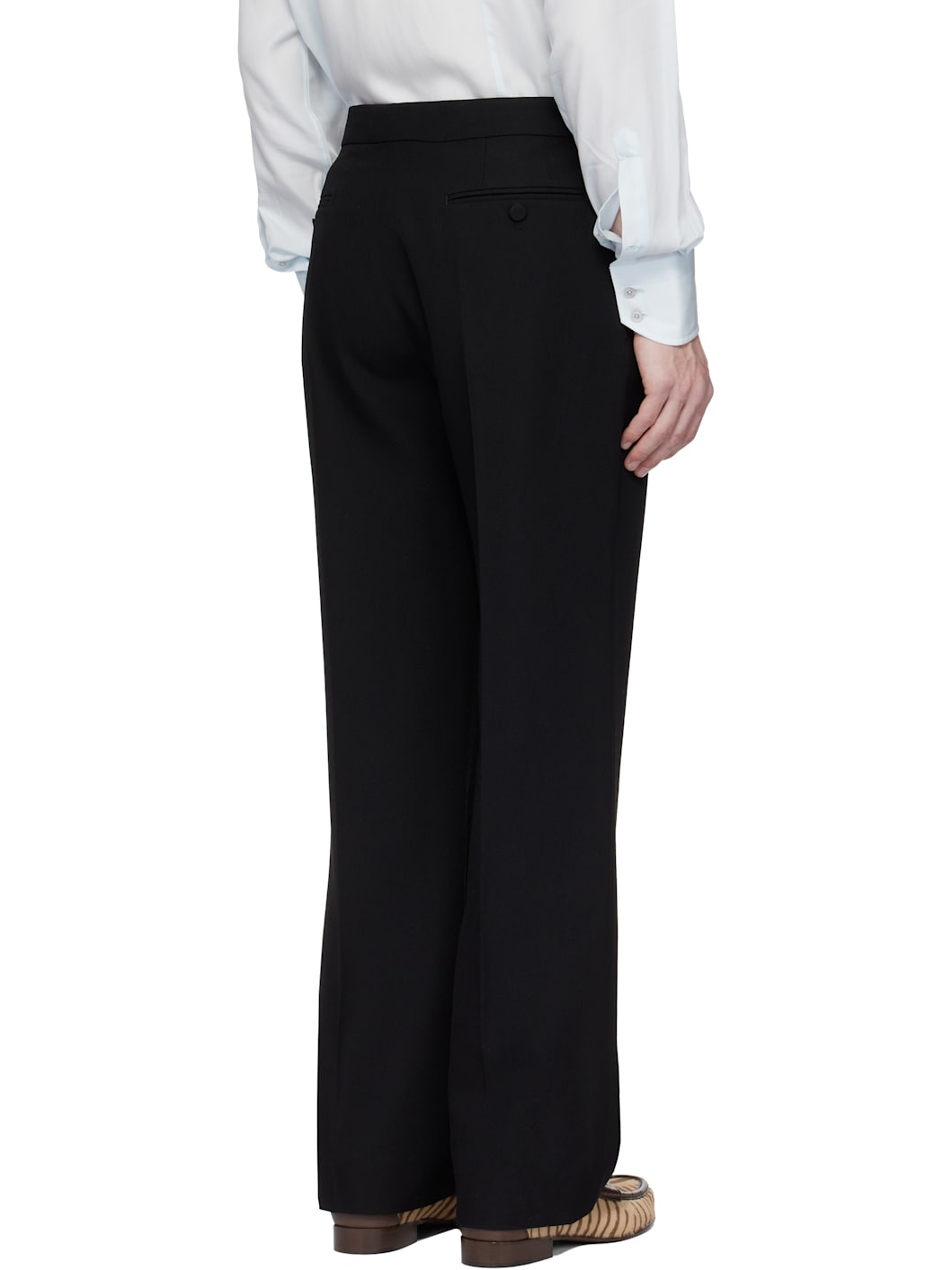 Black Grain de Poudre Wool Trousers - 3