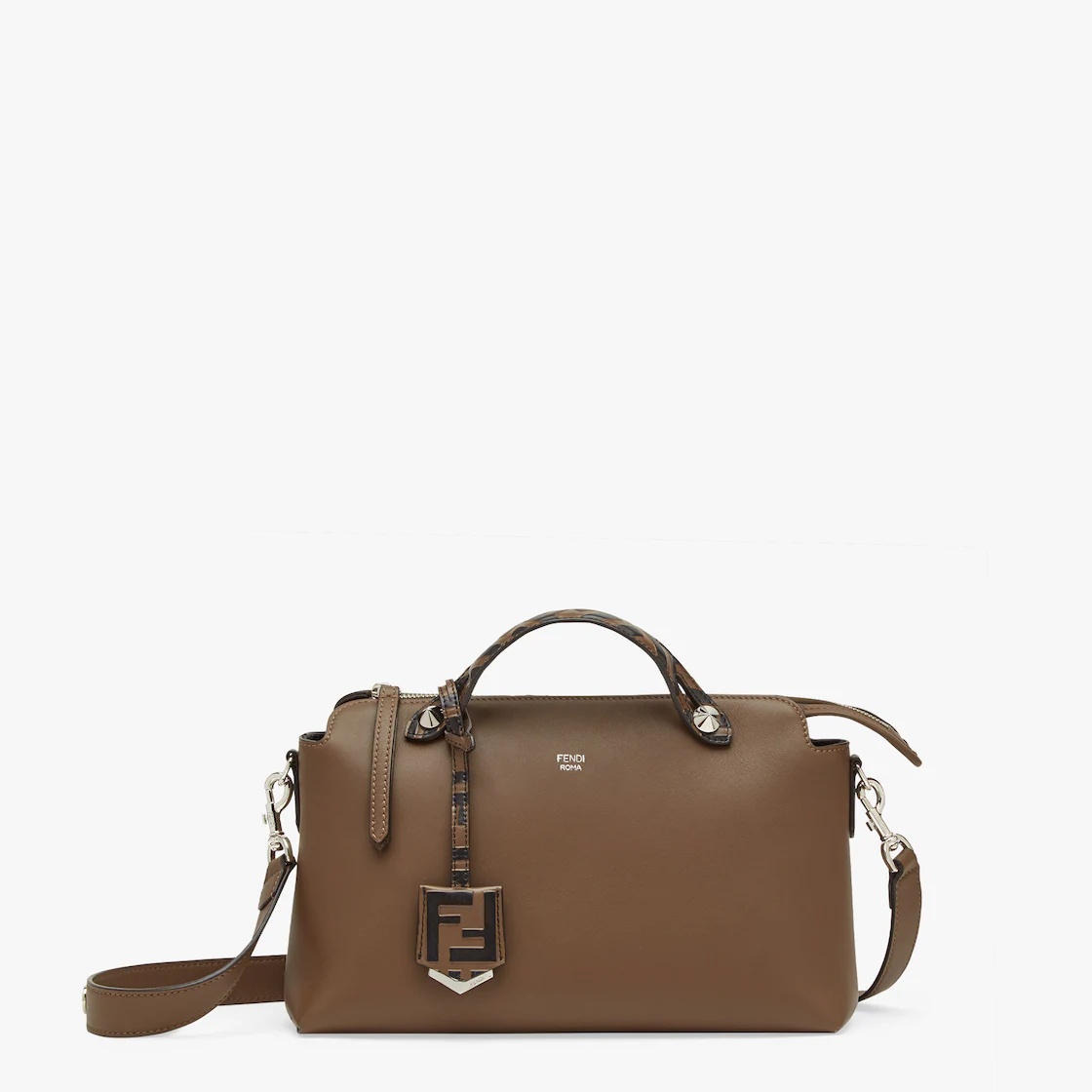 Boston bag made of soft brown leather, enhanced by decorative details with the embossed, hand-painte - 1