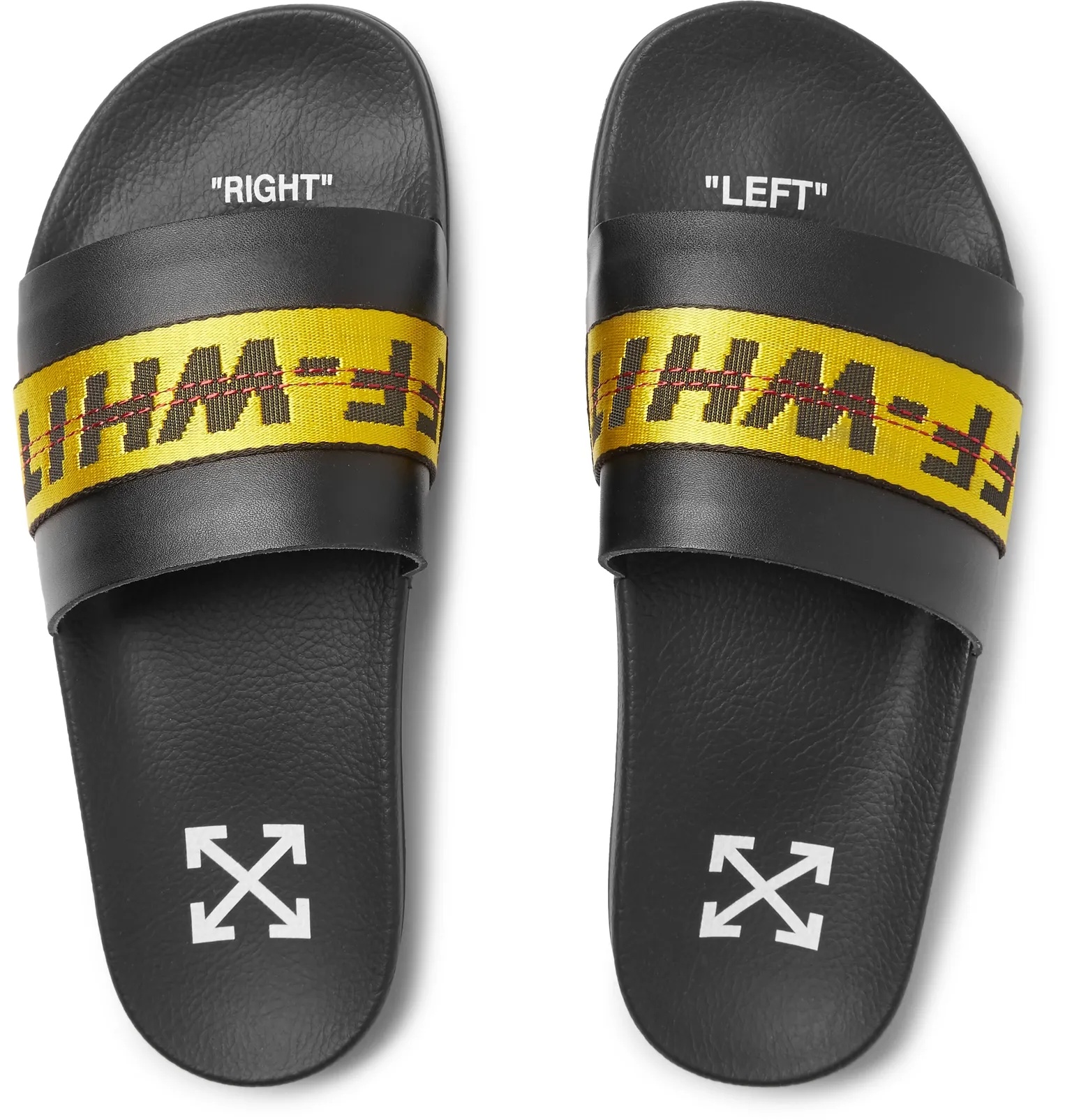 Logo Webbing-Trimmed Leather Slides - 3