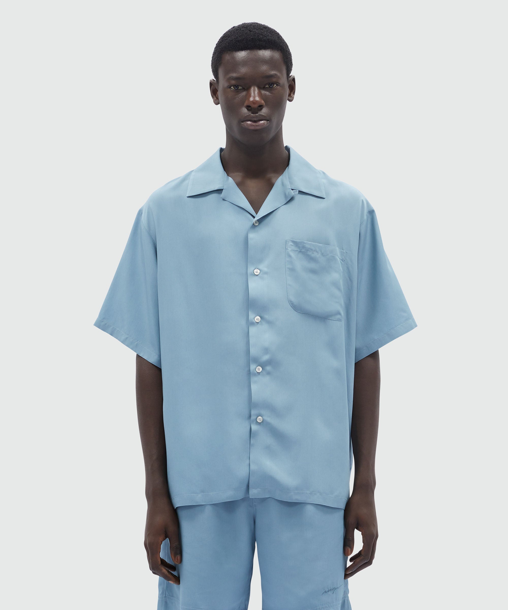 Shirt in powder blue fluid fabric - 2
