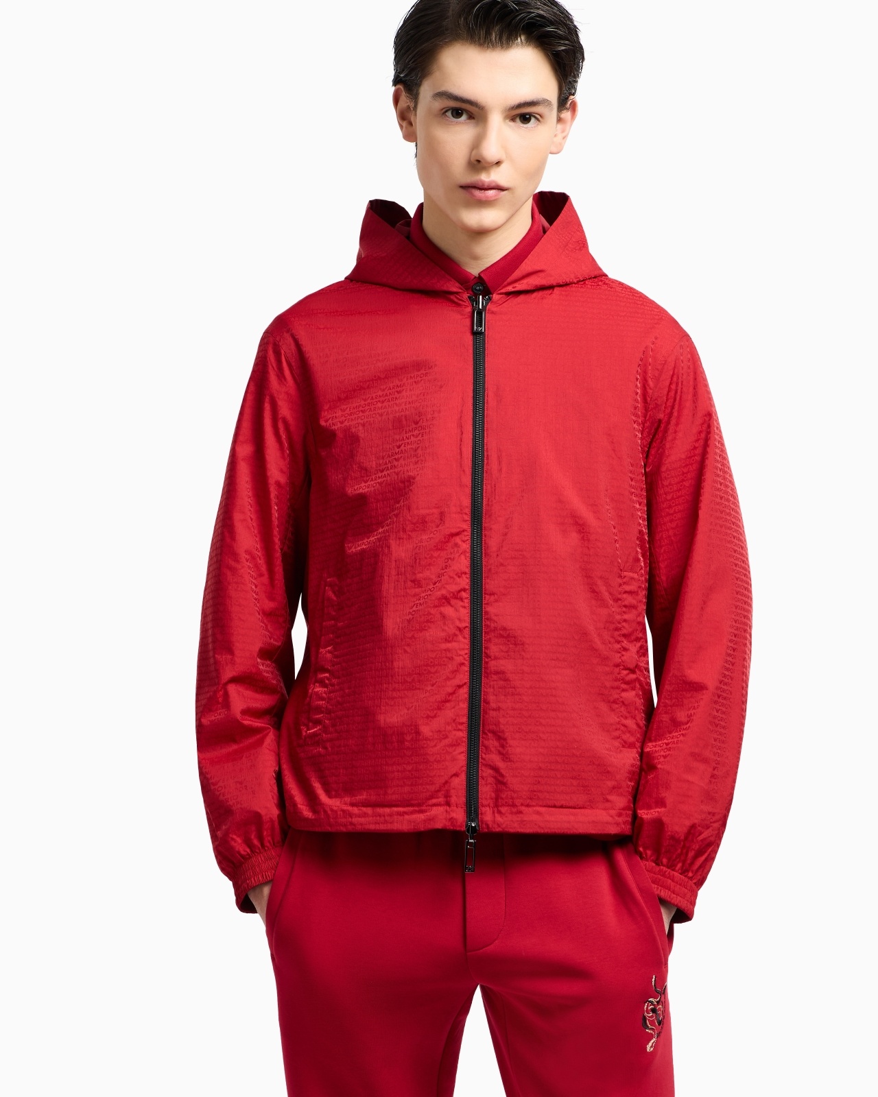 REVERSIBLE HOODED BLOUSON IN SHINY NYLON WITH LUNAR NEW YEAR EMBROIDERY - 5