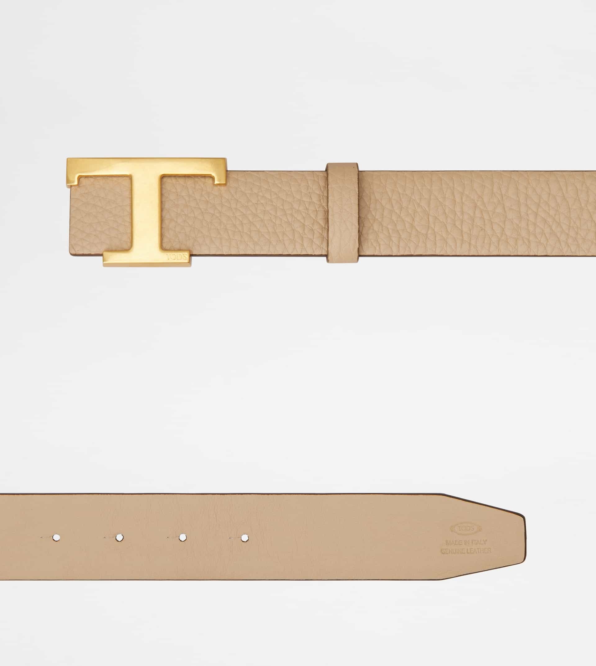 T TIMELESS REVERSIBLE BELT IN LEATHER - BEIGE - 3