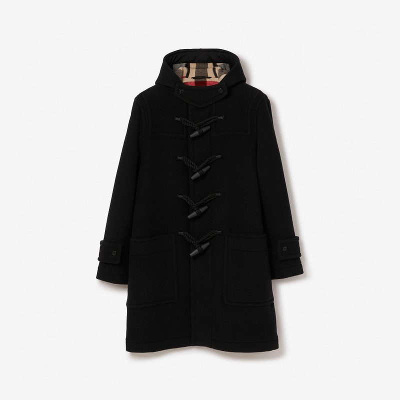 Check-lined Technical Wool Duffle Coat 1