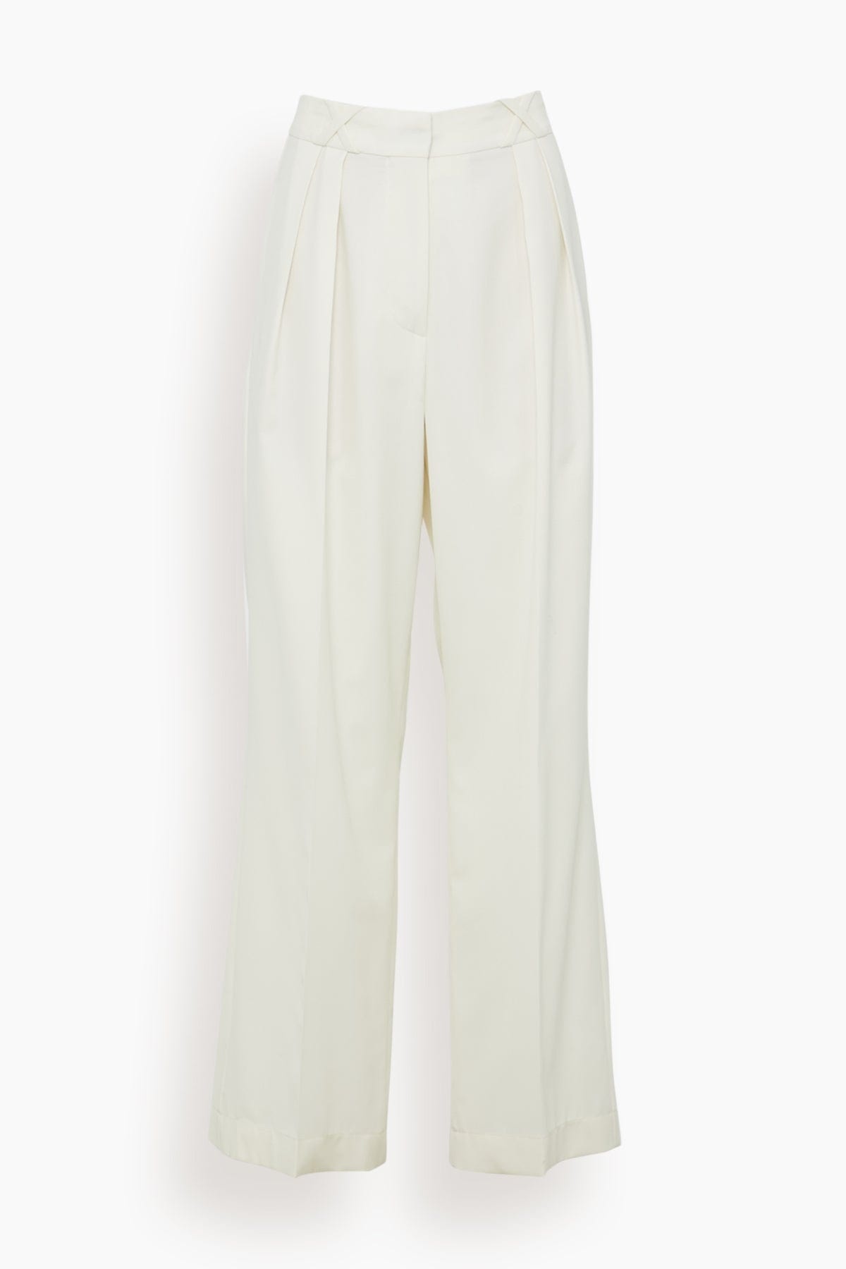 Wide Leg Tailored Trousers in Cream - 1