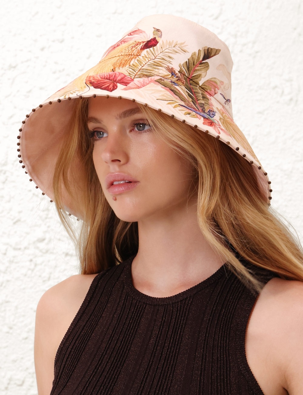 PRINTED LONG BRIM BUCKET HAT - 2