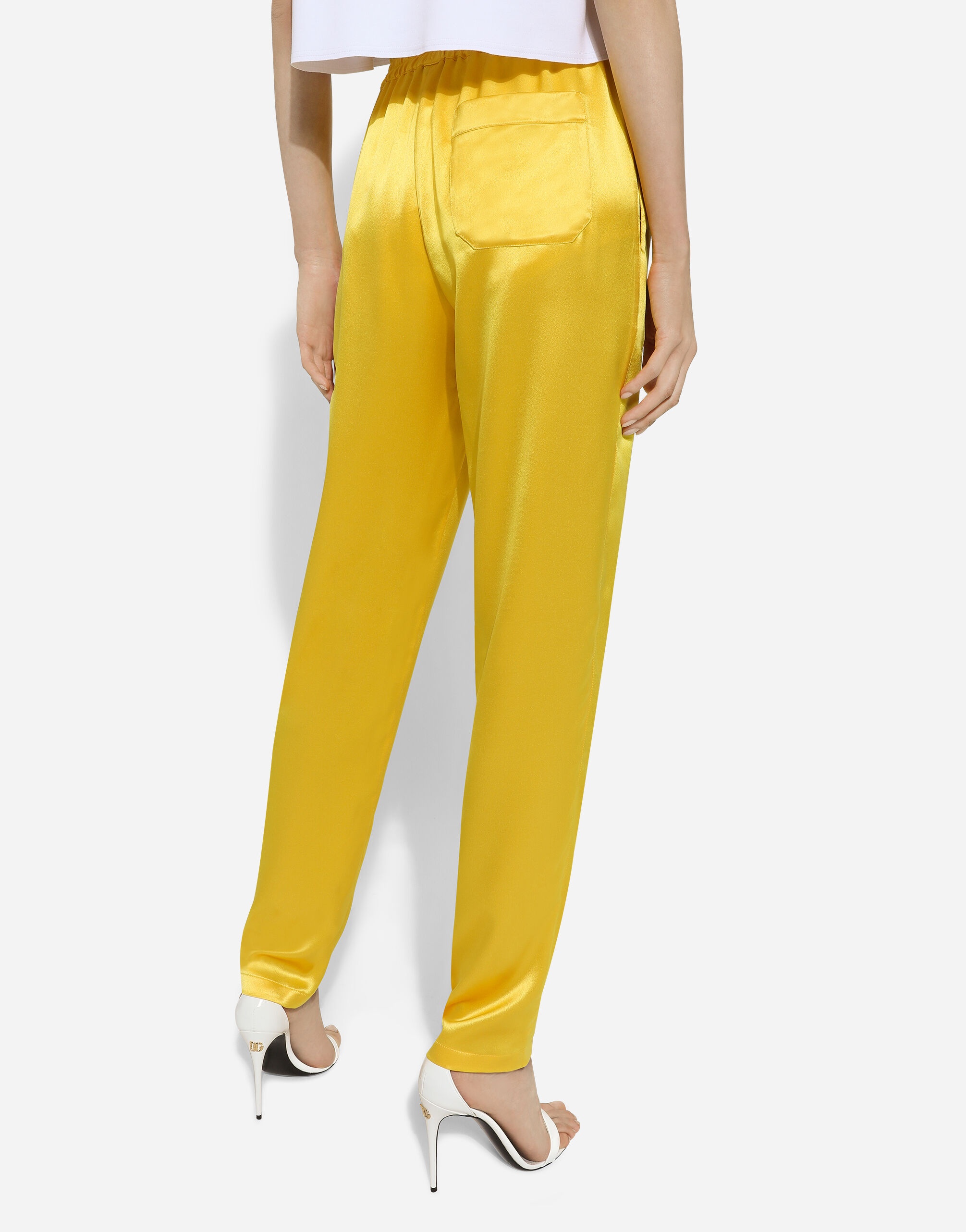 Silk crepe pants with elasticated waistband - 4