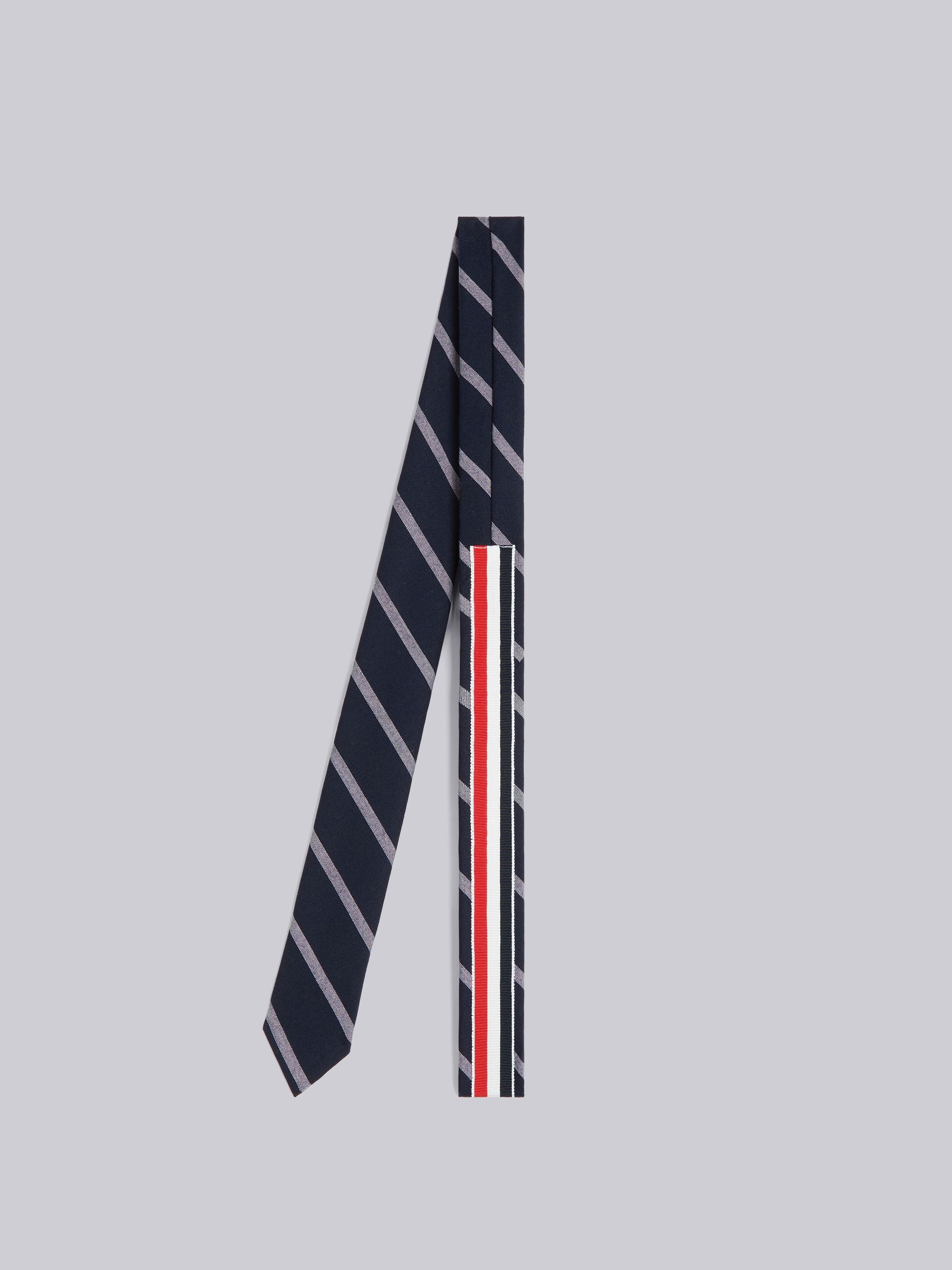 Navy Wool Banker Stripe Classic Tie - 3