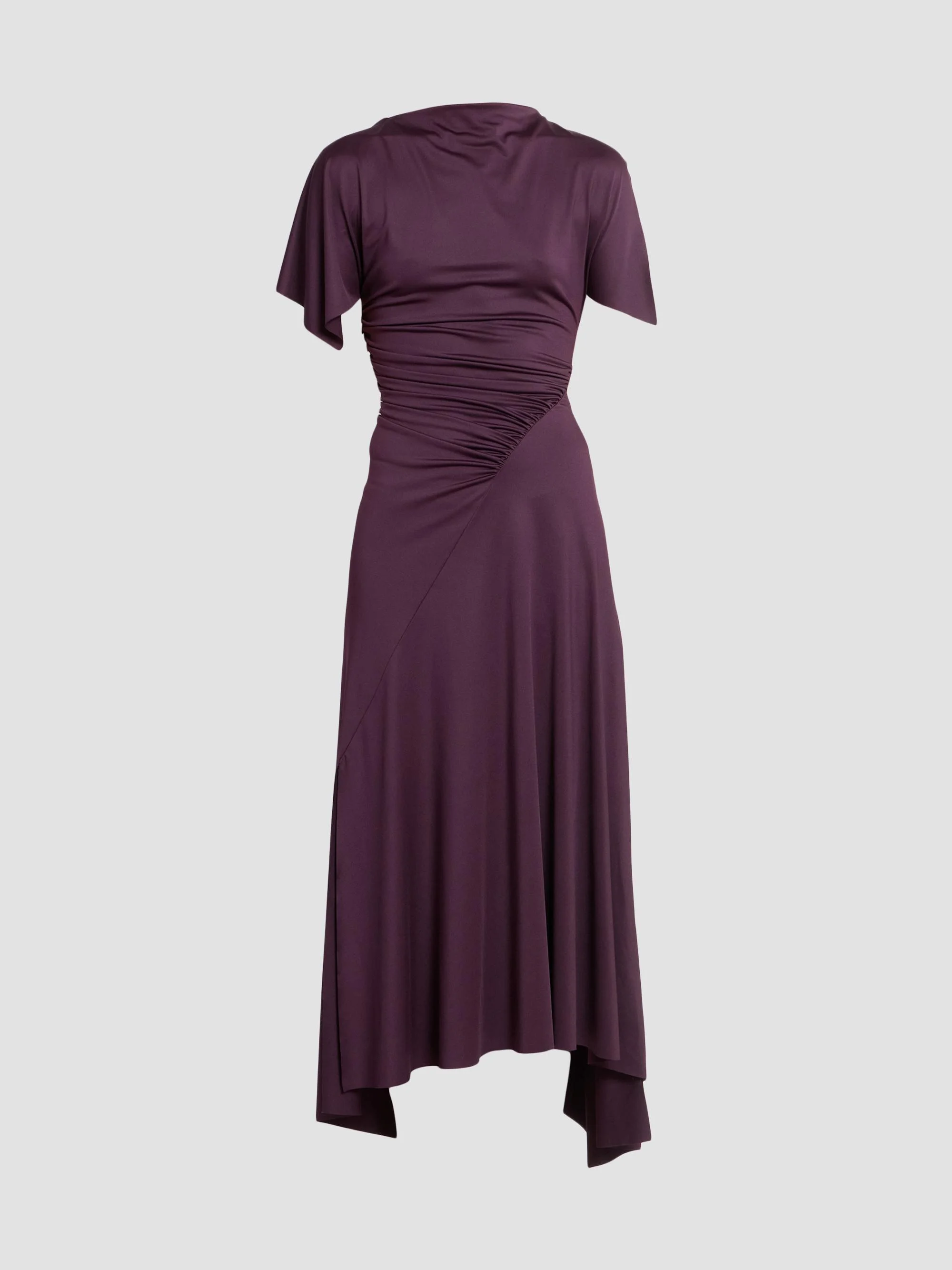 Women's Asymmetric Ruched Midi Dress - Blackcurrant - 1