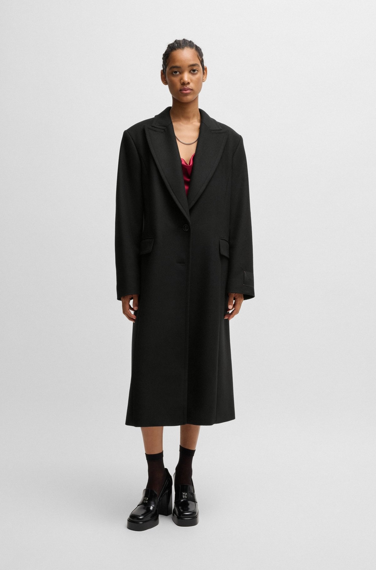 LONG-LENGTH REGULAR-FIT COAT WITH PEAK LAPELS - 2