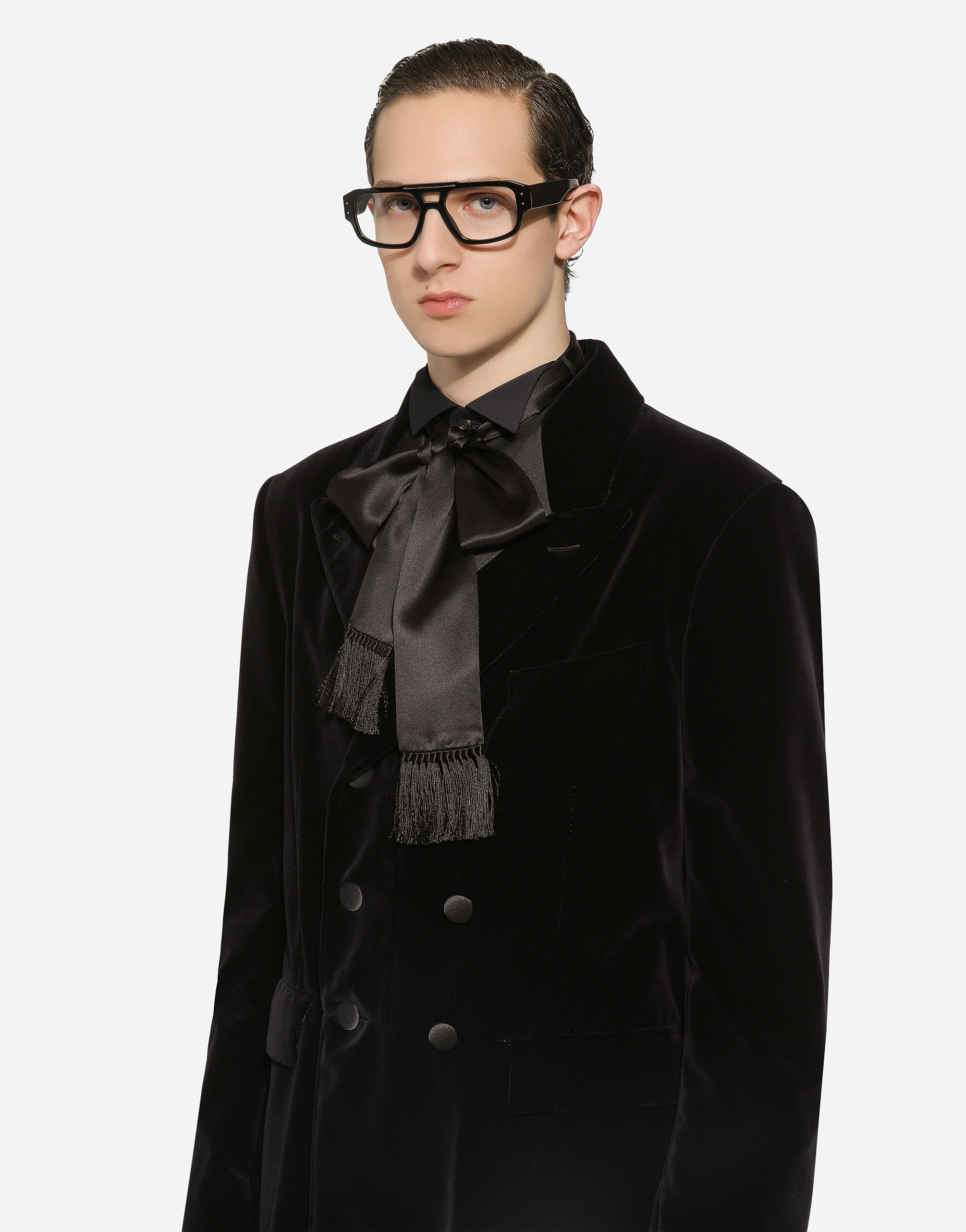 Velvet coat with satin details - 4