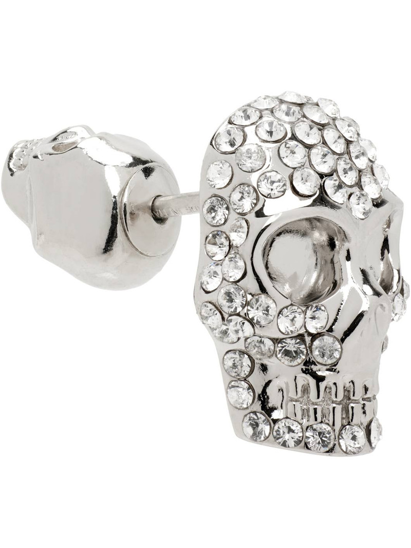 Alexander McQueen Silver Pave Skull Single Stud Earring outlook